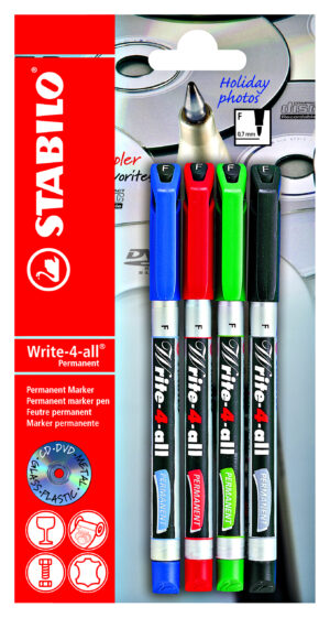 STABILO 4006381175555 Permanent-Marker Mehrfarbig 4 Stück(e)